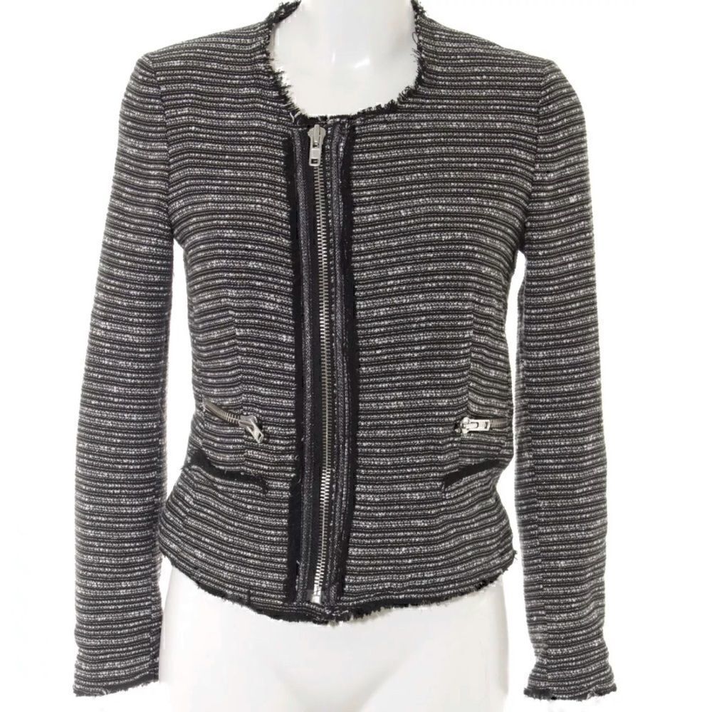 NWT Zara Mango Boucle Zipper Blazer Sz Medium